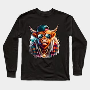 Hip Hop Highland Cow Long Sleeve T-Shirt